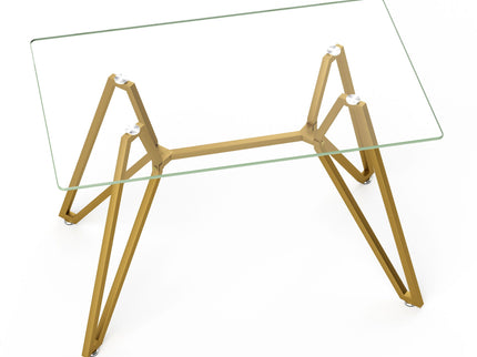 Modern Glass Dining Table With Metal Legs