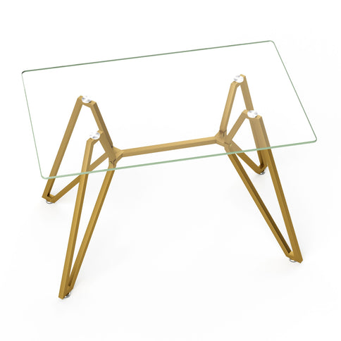 Modern Glass Dining Table With Metal Legs