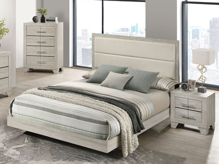 Strout - Queen Panel Bed With Upholstered Headboard - Rustic