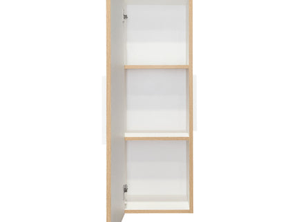 Medicine Single Door Cabinet, Three Shelves - Light Oak / White