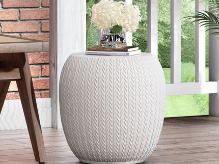Outdoor Lightweight, Concrete Side Table - Antique White