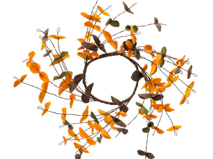 Fall Leaves Wreath, Botanicals Decor For Harvest Festival Fall Festival & Thanksgiving Table Decorations (Set of 12) - Orange Multi