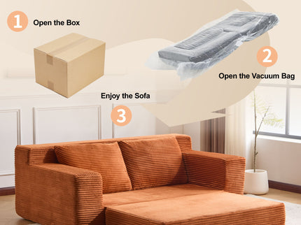 Comfortable Deep Seat Loveseat Sofa Bed, Reversible Cushion With Pillows