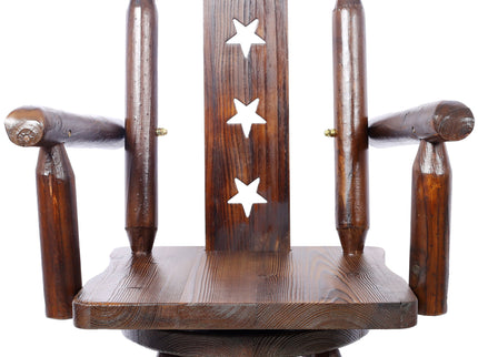 Rustic Tall Bistro Chair Decorative Star Backrest And Footrest, Fir Wood, 4 Foot - Brown