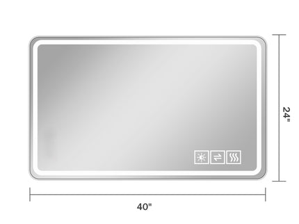 LED Bathroom Mirror Vanity Mirrors With Front Lights Wall Mounted Anti-Fog Frameless Make Up Mirror With Light Copper Free Silver Mirror Horizontal Or Vertical - Silver