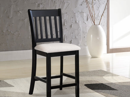 Transitional Rubberwood Dining Room Chairs (Set of 2) With Slatted Back - Black