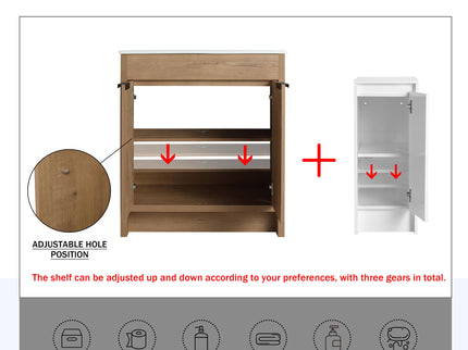 Freestanding Bathroom Vanity & Sink, Storage Cabinets, Soft Closing Doors
