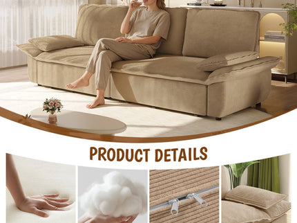 King Size Pull Out Sofa Bed, 3 In 1 Convertible Multifunctional