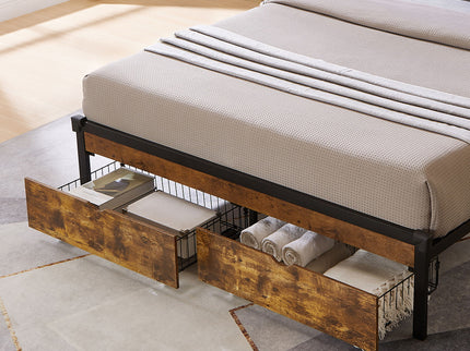 Modern Style Full Bed Drawers With Wheels Storage Solution - Brown / Black