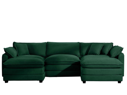 Modern Modular Cushion Sofa With Ottoman, Low Back, Deep Seating Sofa Set