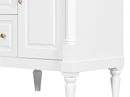 Freestanding Bathroom Vanity With Sink, Adjustable Shelf & Flip Drawer