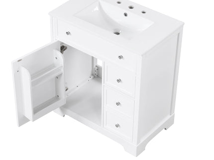 Bathroom Vanity With Sink Top, Cabinet With Door And 2 Drawers - White