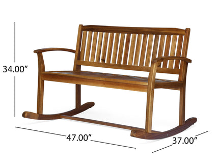 Outdoor Rocking Loveseat With Acacia Wood Frame - Natural
