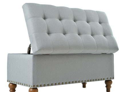 Upholstered Ottoman With Storage And Rivet Trim
