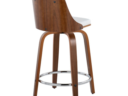 Gianna - Mid-Century Modern Fixed Height Stool With Swivel With Round Footrest (Set of 2)