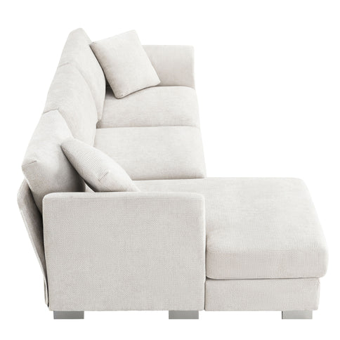 Modern Cloud Sectional Sofa L Shaped Luxury Couch Set With 2 Free Pillows 4 Seat With Oversized Chaise