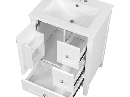 Modern Bathroom Vanity With Sink, Freestanding Cabinet With Drawers And Shelves