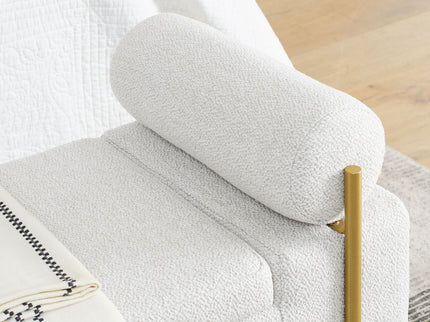 Elegant Upholstered Storage Bench With Cylindrical Arms And Iron Legs,