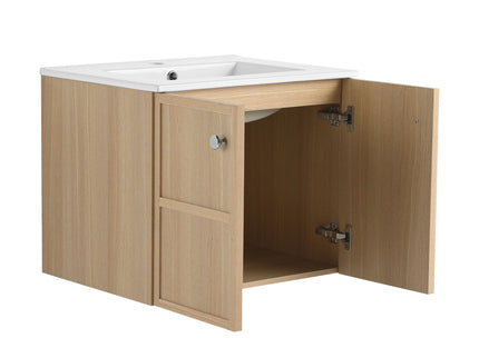 Wall Mounted Bathroom Vanity With Ceramic Sink And 2 Soft Closing Doors