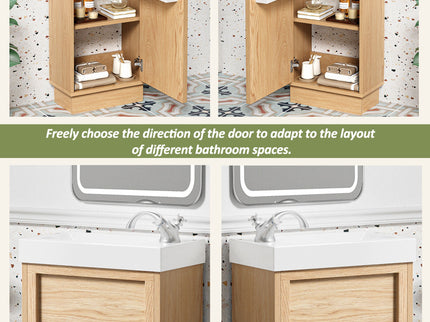 15.75" Bathroom Vanity With Reversible Resin Sink And Cabinet - Wood