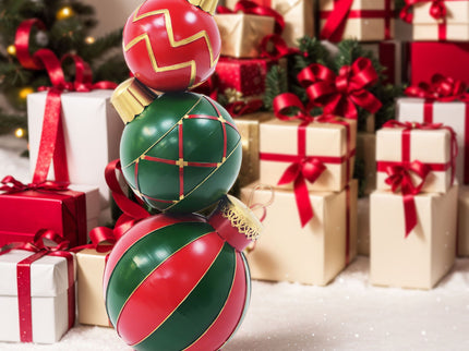 Classic Stacked Christmas Ball Decoration With Durable Construction - Red