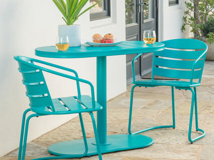 3 Piece Elegant Outdoor Bistro Set With 2 Chairs And Oval Table