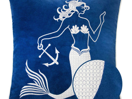 Liz Mermaid Pillow Cover With Matching Back And Hidden Zipper - Indigo