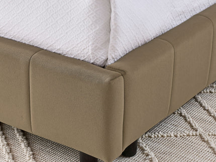 Upholstered Bed Frame With Tufted Backrest And Armrests