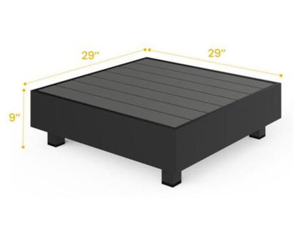 Square Slatted Patio Coffee Table With Rust Resistant Accents - Gray