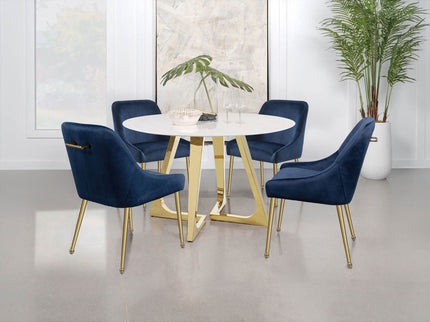 Imani - Round Marble Dining Table - Gold