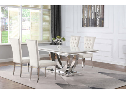 Kerwin - 5 Piece Rectangular Dining Table Set With Upholstered Chairs - Cream White