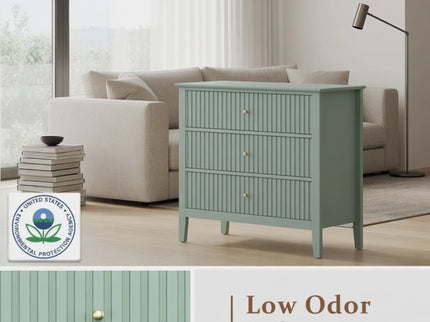 Fluted 3 Drawer Nightstand With Soft Close Slides