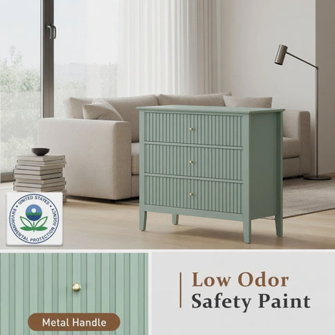 Fluted 3 Drawer Nightstand With Soft Close Slides
