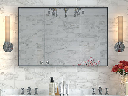 Rectangular Bathroom Mirror Square Angle Metal Frame Wall Mounted Hanging Plates Wall Mount Mirror For Bathroom (Horizontal & Vertical)
