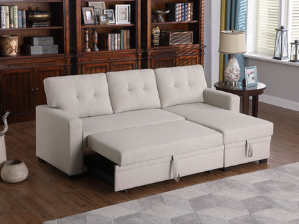 Upholstered Pull Out Sectional Sofa With Chaise