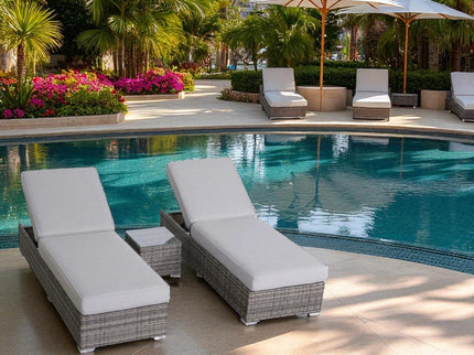 3 Piece Chaise Lounge Set With Adjustable Reclining - Gray Mix