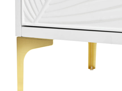 Modern 4 Door Sideboard With Creative Carved Surface And Adjustable Shelves