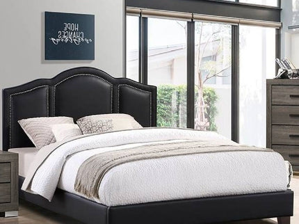Full Size Bed With Unique Headboard - Black