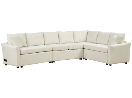 L-Shaped Sofa Convertible Sofa Bed Pull Out Sofa Sleeper With Two Back Pillows, Two USB Ports And Two Power Sockets For Living Room