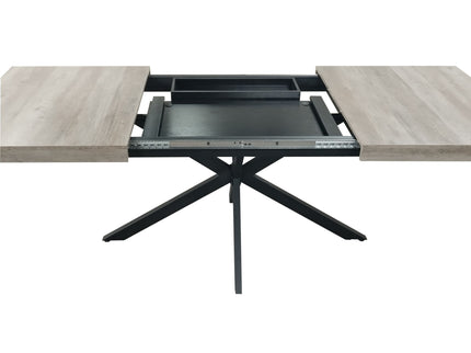Retro Rectangular Stretch Dining Table With Embossed Center Plate