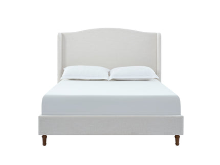 Hannah - Upholstered Wingback Bed Size / Tall Headboard Upholstered King Bed / Premium Textured Look / Minimalist Designs / No Box Spring Needed