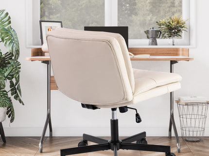 Large Size Swivel Home Office Desk Chair Armless Office Room Chair - Beige