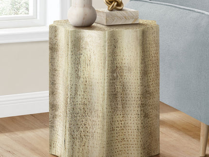 Drum Accent Side Table, Stylish Scalloped Design