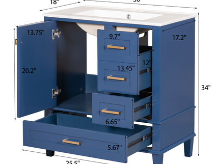 Bathroom Vanity, Modern Bathroom Cabinet With Sink Combo Set, Bathroom Storage Cabinet With A Soft Closing Door And 3 Drawers, Solid Wood Frame