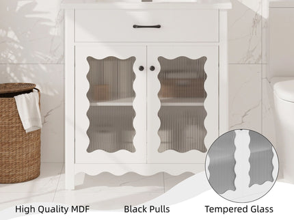 Modern Bathroom Vanity With Tempered Glass Doors