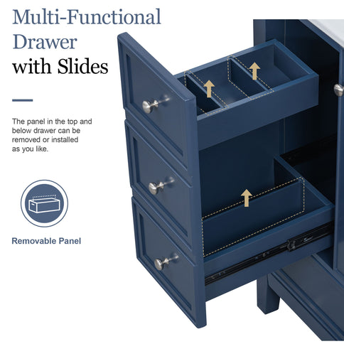 Modern Bathroom Vanity With Sink, 1 Cabinet & 3 Drawers