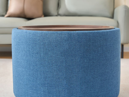 Nesting Ottomans, Round Coffee Table & Bench With Tray (Set of 2)