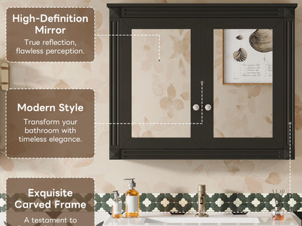 Wall-Mounted Medicine Cabinet With 2 Mirrors, Adjustable Shelves