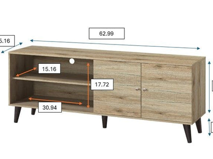 Amidon - TV Stand, With 2 Storage Shelves And 1 Cabinet