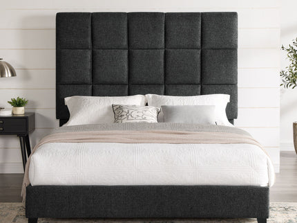 Squares Upholstered Headboard Platform Bed